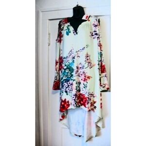 Maison Mascallier Dress 8 Hi Lo Boho Strappy Bell Sleeve Loose Roomy Fit, NWT